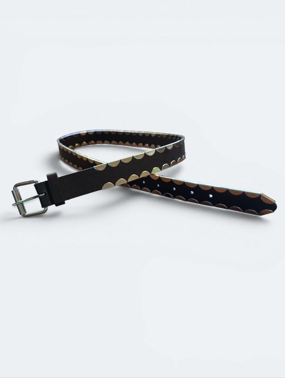 Gold-Accent Black Women's Studded Belt